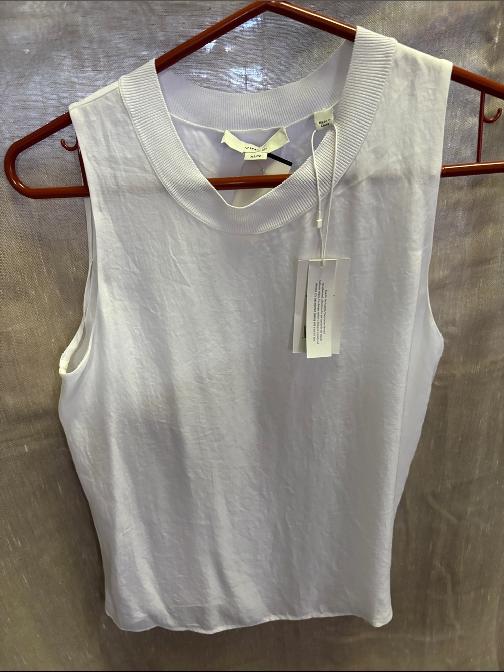 Vince White Ribbed-Trim Sleeveless Tank